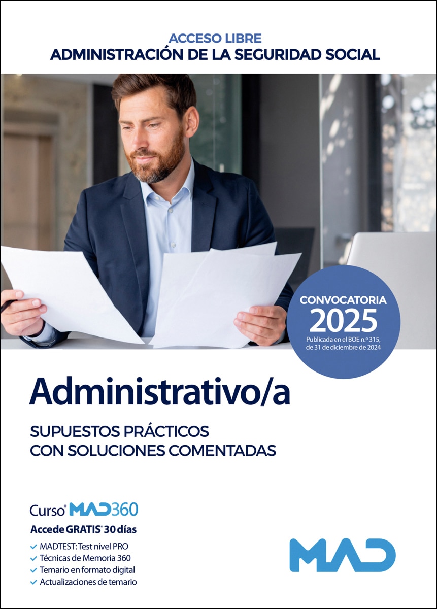 Imagen 0 de Administrativo/a Seguridad Social (acceso libre). Supuestos prácticos con soluciones comentadas. Administración General del Estado (Tapa blanda)