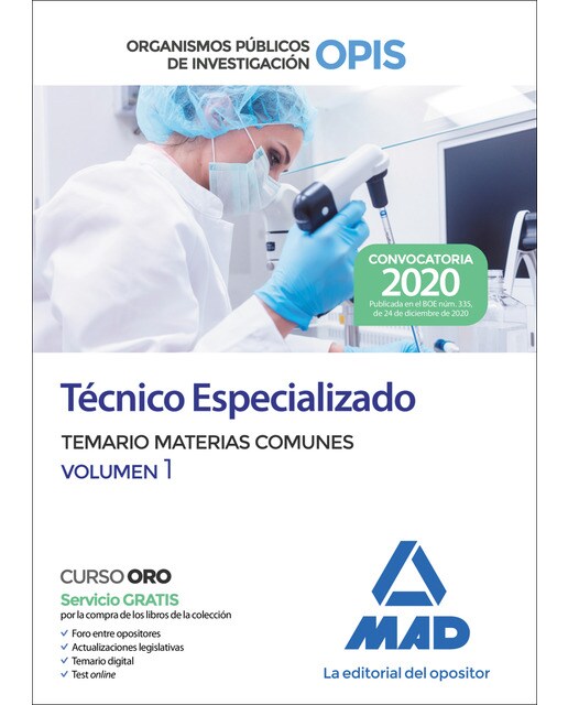 Técnico especializado de los organismos públicos de investigación. Temario de materias comunes volumen 1