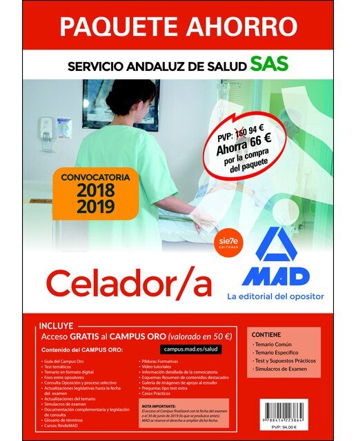 Paquete ahorro celador-a del servicio andaluz de salud. Ahorra 66 €