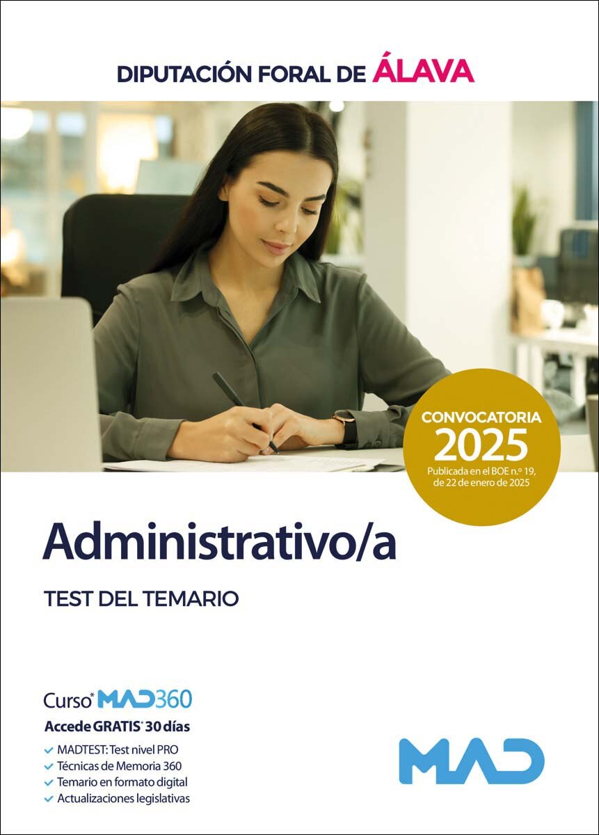 Imagen 0 de Administrativo/a de la Diputación Foral de Álava. Test del Temario (Tapa blanda)