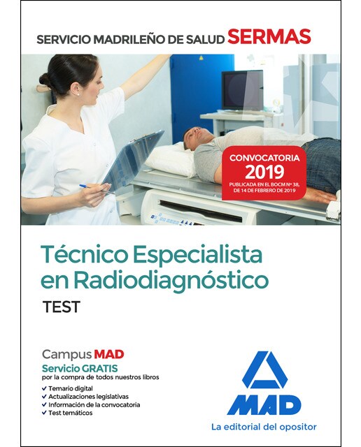 Imagen 0 de Técnico especialista en radiodiagnóstico del servicio madrileño de salud. Test (Tapa blanda)