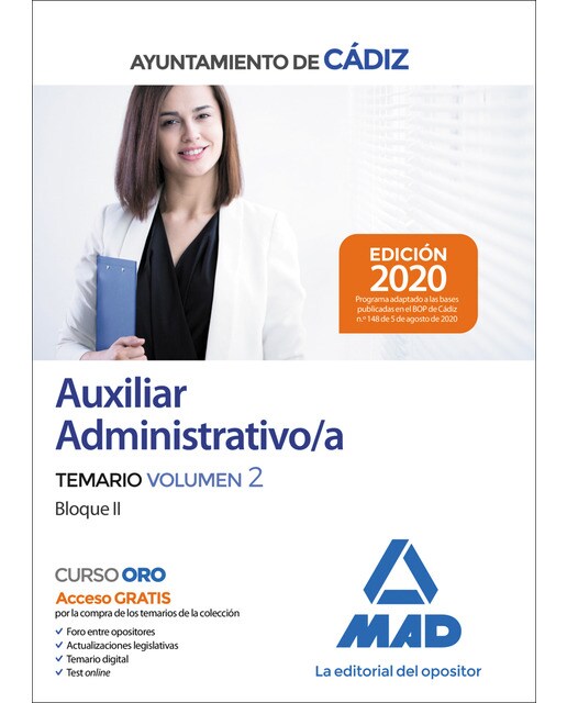 Auxiliar administrativo del ayuntamiento de cádiz. Temario volumen 2