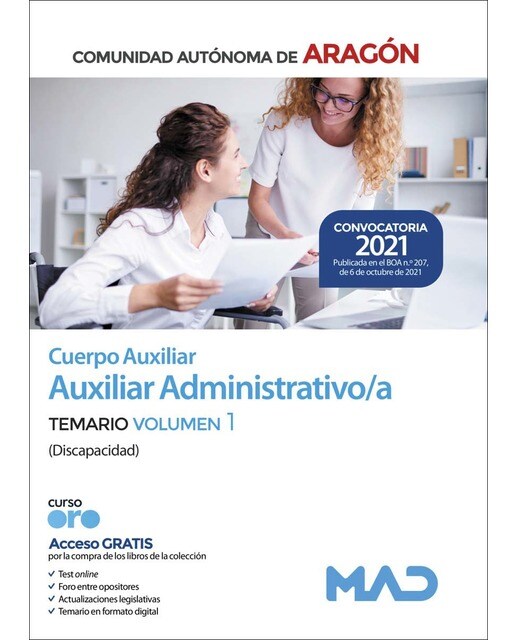 Cuerpo auxiliar de la administración de la comunidad autónoma de aragón, escala auxiliar administrativa, auxiliar administrativo-a. Supue
