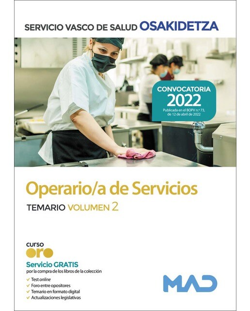 Operario-a de servicios de osakidetza-servicio vasco de salud. Temario volumen 2