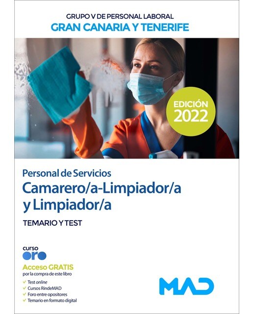 Imagen 0 de Personal de servicios camarero/a-limpiador/a y limpiador/a (grupo v de personal laboral)  en las islas de gran canaria y tenerife.Temar  (Tapa blanda)