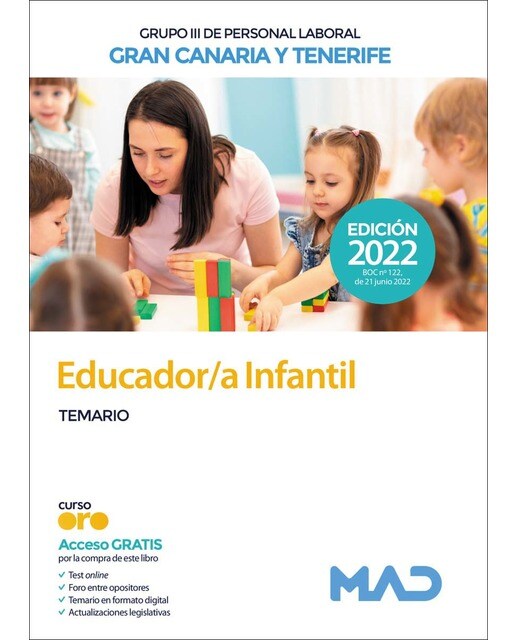 Imagen 1 de Educador/a Infantil (Grupo III de Personal Laboral) en las Islas de Gran Canaria y Tenerife. Temario (Tapa blanda)