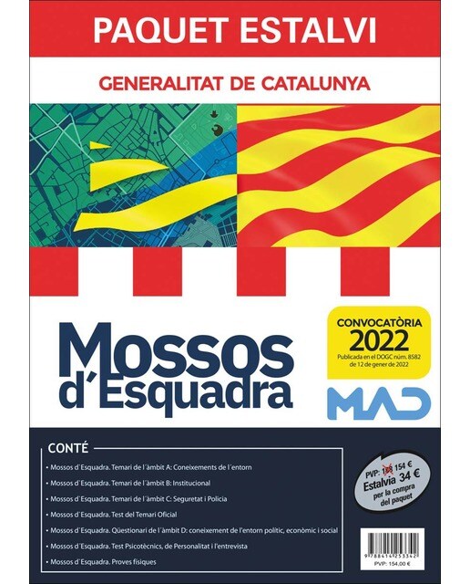 Imagen 0 de Paquet Estalvi Mossos d´Esquadra. Estalvia 34 & inclou Temaris de l´àmbit A, B i C; Test Psicotècnics, de Personalitat i l&entrevista;  (Tapa blanda)