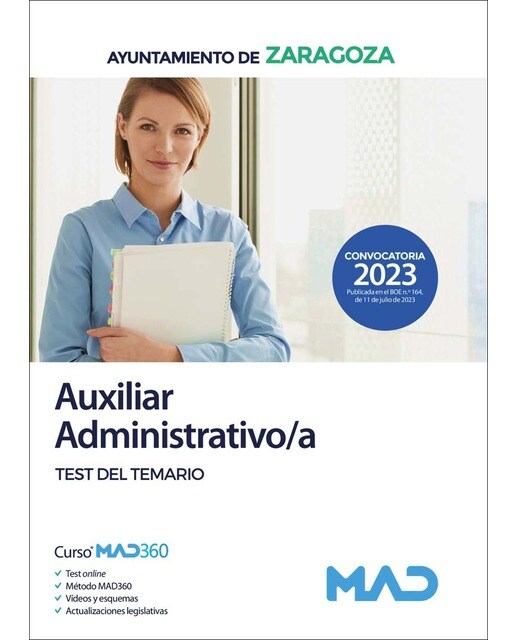 Auxiliar Administrativo-a del Ayuntamiento de Zaragoza. Test del temario