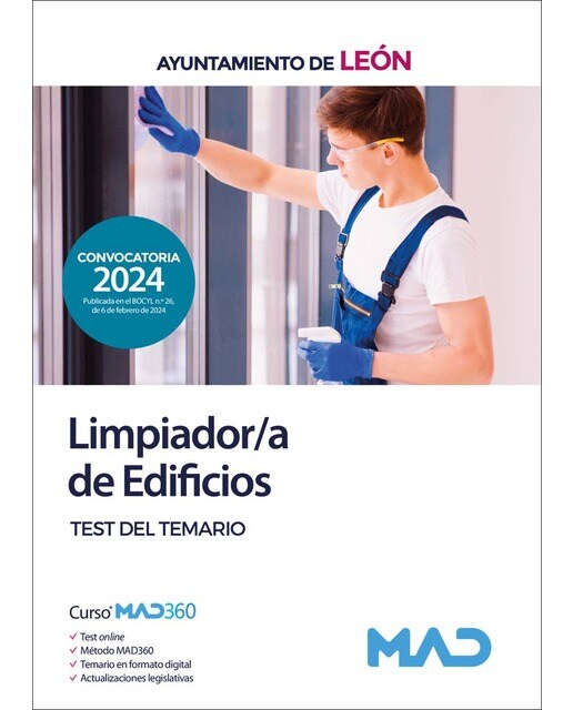 Imagen 1 de Limpiador/a de Edificios del Ayuntamiento de León. Test del Temario  (Tapa blanda)