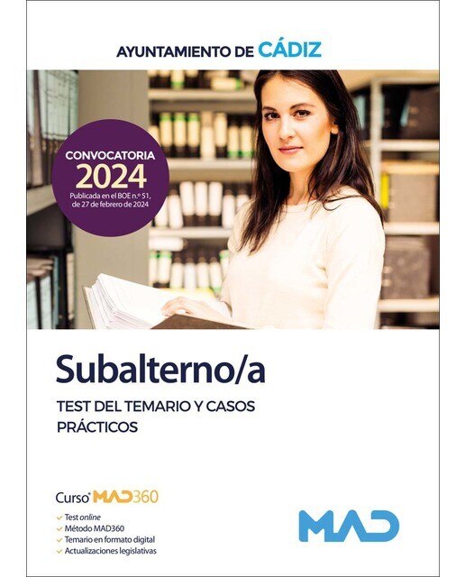 Imagen 0 de Subalterno/a del Ayuntamiento de Cádiz. Test del temario y casos prácticos (Tapa blanda)