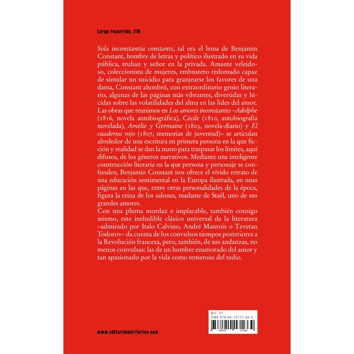 Los amores inconstantes: Adolphe; Cécile; Amélie y Germaine; El cuaderno rojo (Capa mole com abas) 3