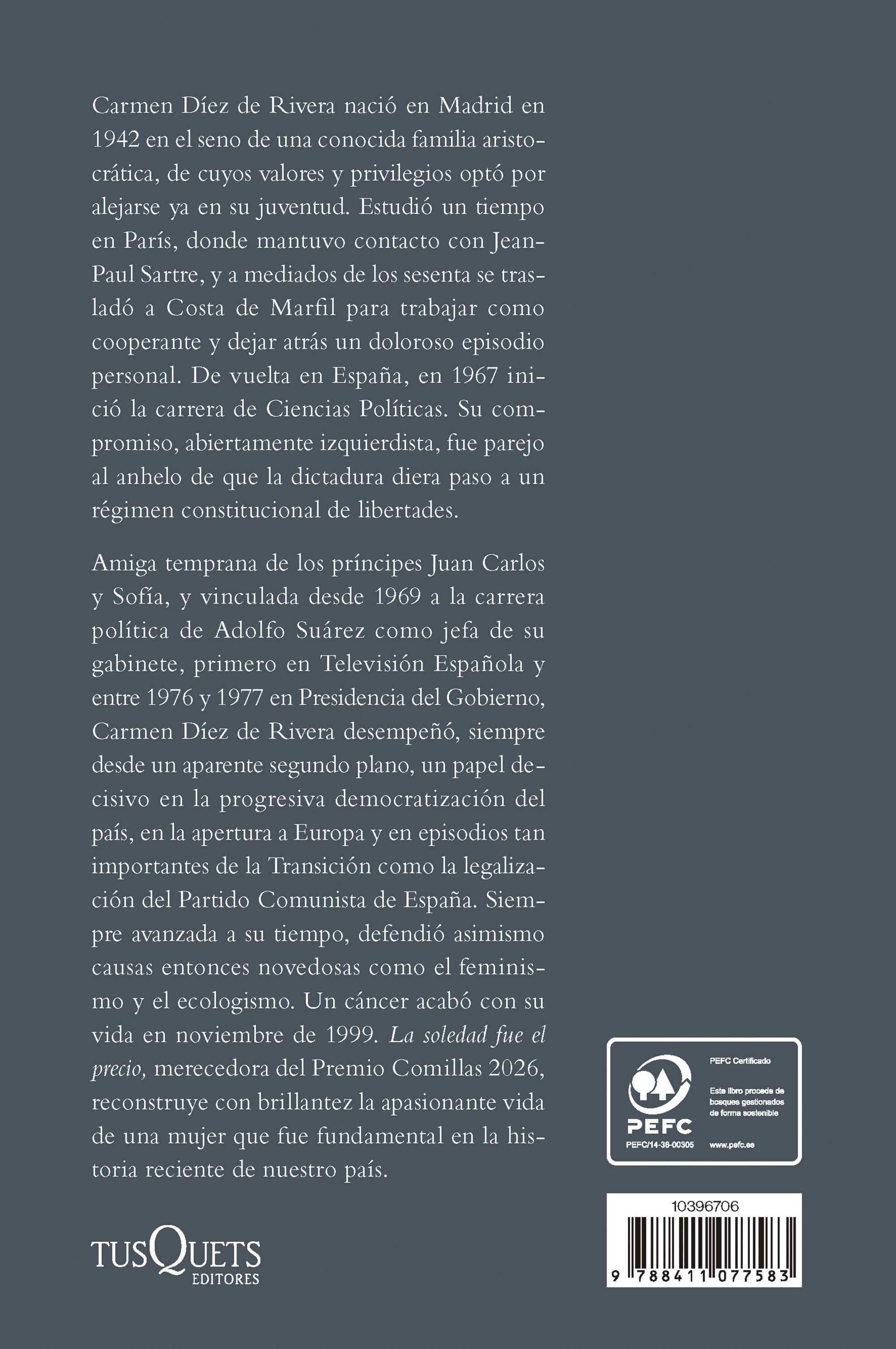 La soledad fue el precio: Vida de carmen díez de rivera (xxxviii premio comillas 2026) (Capa mole com abas) 2