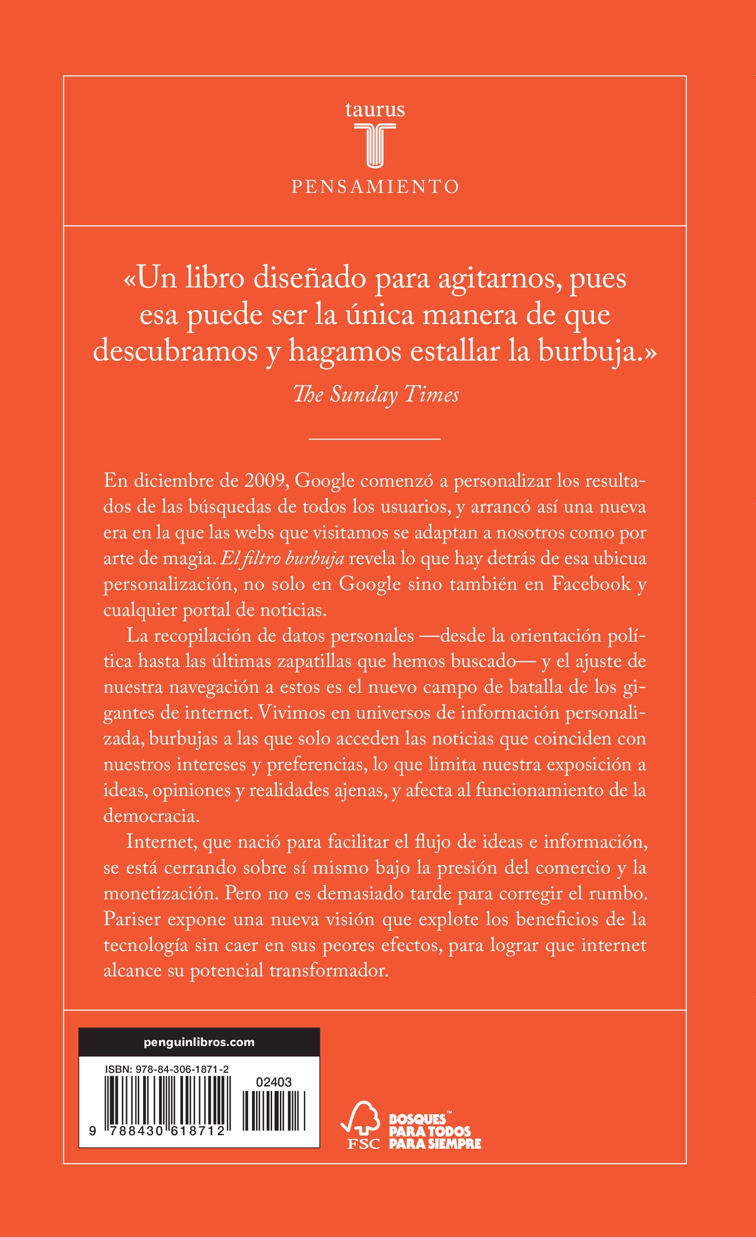El filtro burbuja: Cómo la web decide lo que leemos y lo que pensamos(Tapa blanda) 2