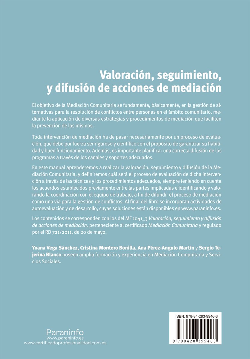 Valoración, seguimiento y difusión de acciones de mediación(Tapa blanda) 2