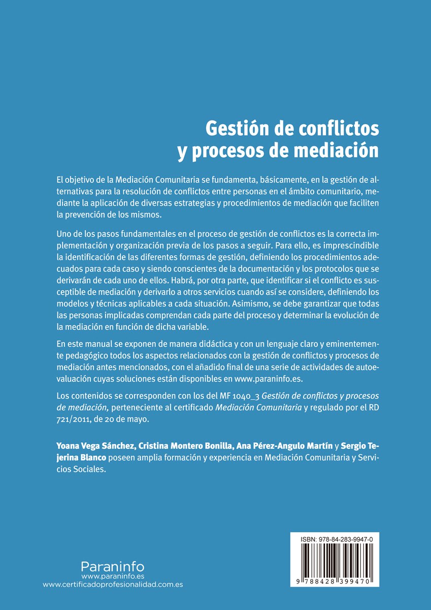 Gestión de conflictos y procesos de mediación(Tapa blanda) 2