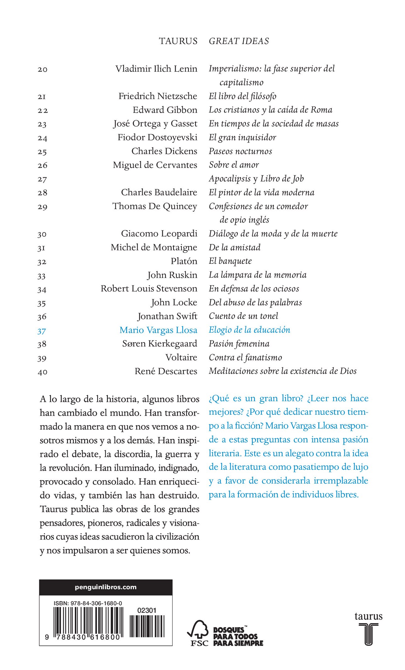 Elogio de la educación (Serie Great Ideas) (Capa mole) 2