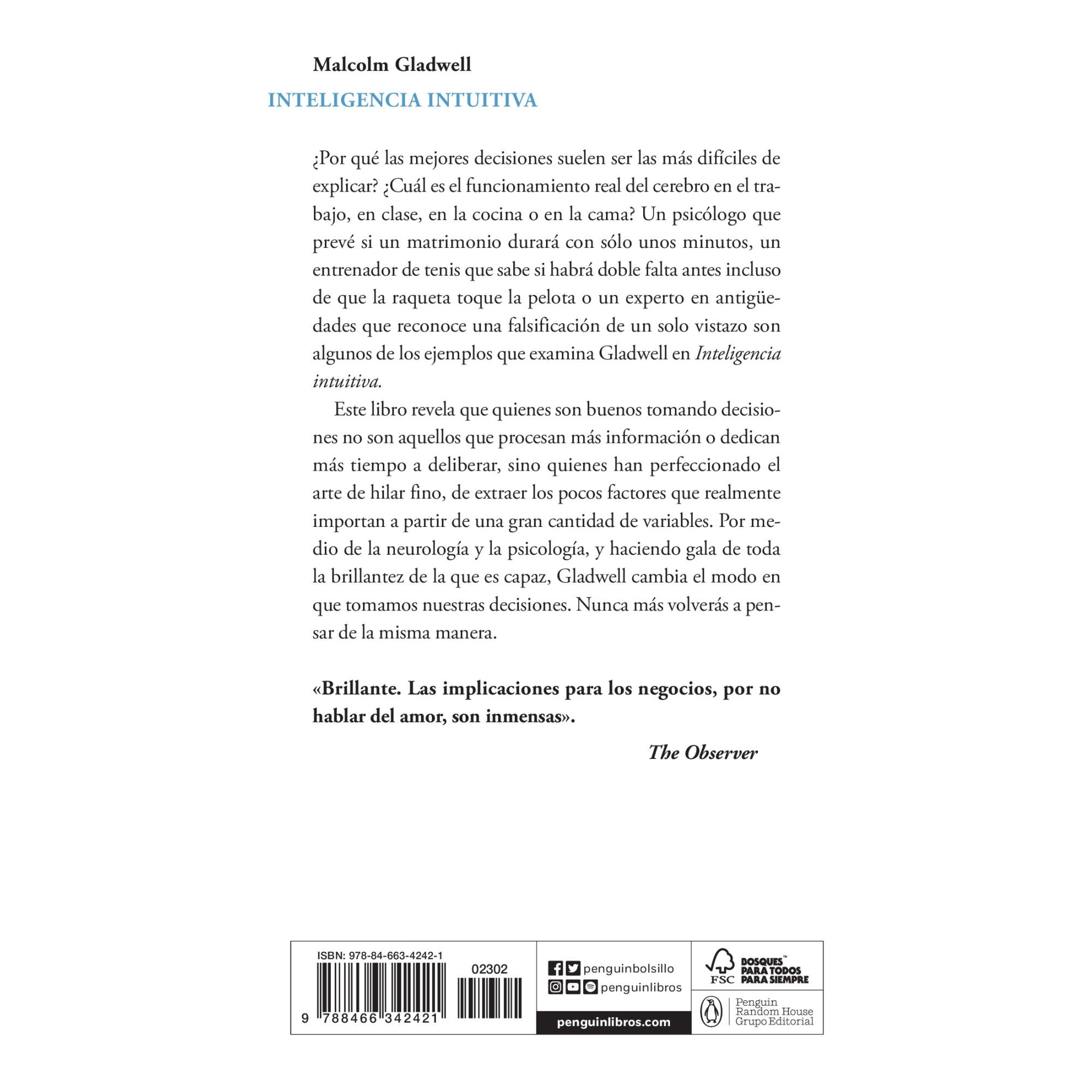 Inteligencia intuitiva: ¿Por qué sabemos la verdad en dos segundos?  (Bolsillo) (Tapa blanda) 2