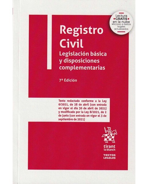 Registro Civil. Legislación básica y disposiciones complementarias 7ª Edición 2021 (Capa mole) 1