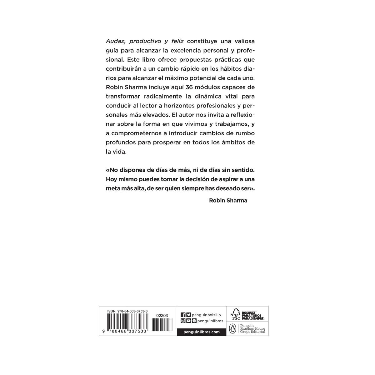 Audaz, productivo y feliz: Una guía para conseguir objetivos increíbles y dominar tu vida personal y profesional (Bolsillo) (Tapa blanda) 2