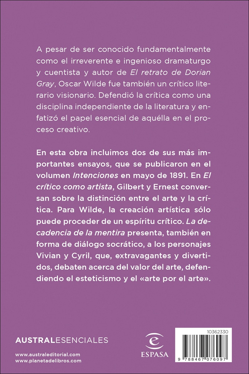 El crítico como artista / La decadencia de la mentira (Bolso) (Capa mole) 2