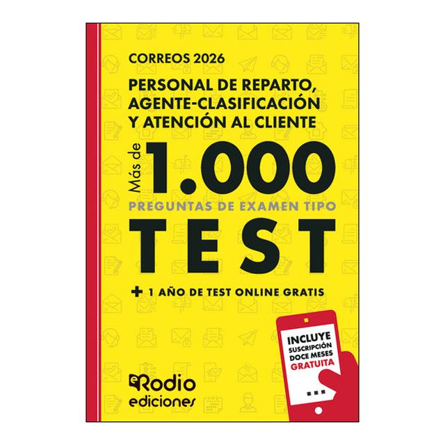 Correos 2026. MÁS DE MIL PREGUNTAS de examen tipo test 1 año de test online gratis. Personal de Reparto, Agente Clasificación y Atenc