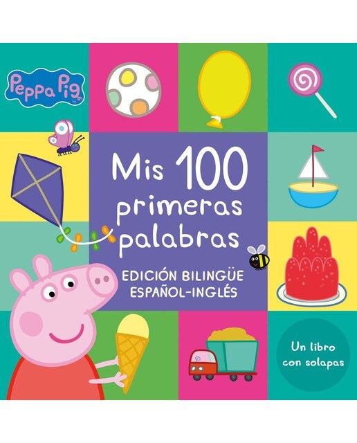 Imagen 0 de Peppa Pig. Libro de cartón con solapas - Mis 100 primeras palabras: Edición bilingüe español-inglés