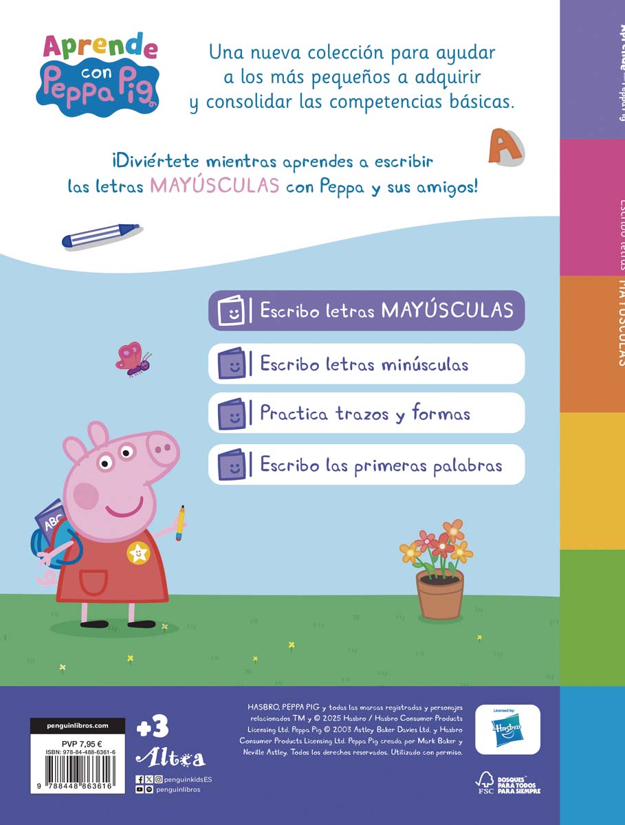 Peppa Pig. Primeros aprendizajes - Aprende Lengua con Peppa Pig. Escribo letras mayúsculas (+3 años): Cuaderno preescolar: Traza y escr (Tapa blanda) 5
