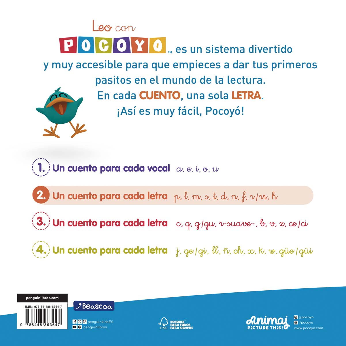 Pocoyó. Lectoescritura - Leo con Pocoyó. Un cuento para cada letra: p, l, m, s, t, d, n, f, r/rr, h: En letra ligada y LETRA MAYÚSCULA  (Tapa blanda) 2