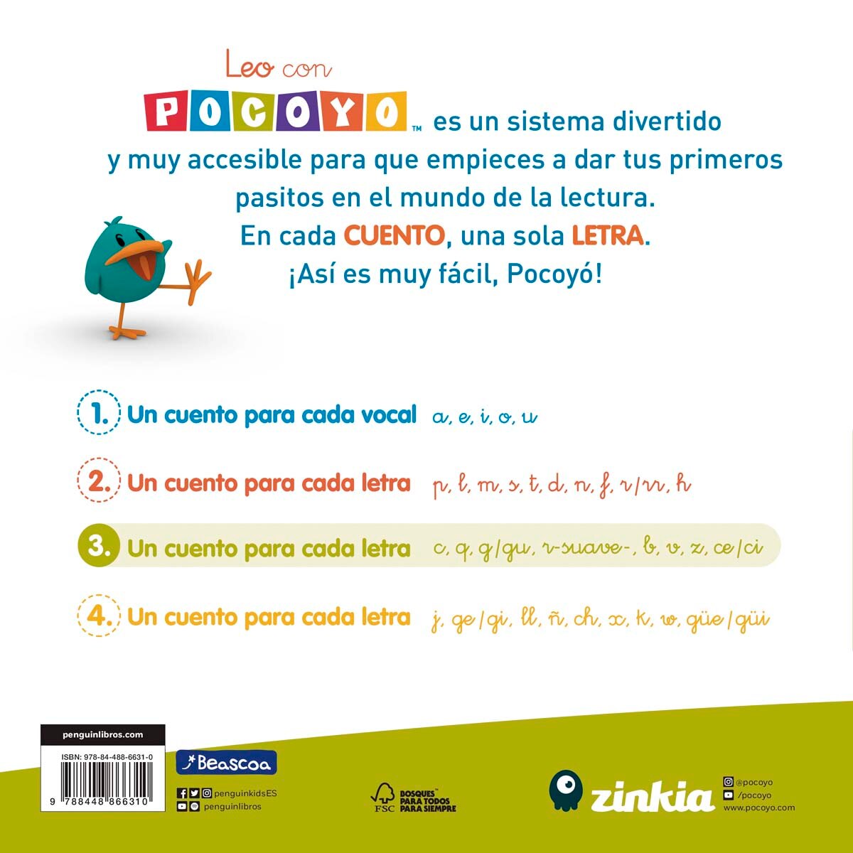 Pocoyó. Lectoescritura - Leo con Pocoyó. Un cuento para cada letra: c, q, g/gu, r-suave-, b, v, z, ce/ci: En letra ligada y LETRA MAYÚSCU (Capa mole) 2