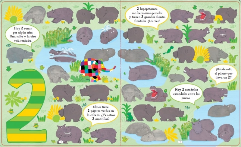 Elmer. Libro de cartón - Busca y encuentra los números de Elmer 7