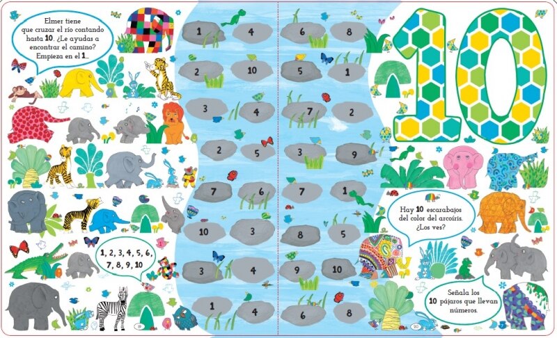 Elmer. Libro de cartón - Busca y encuentra los números de Elmer 8