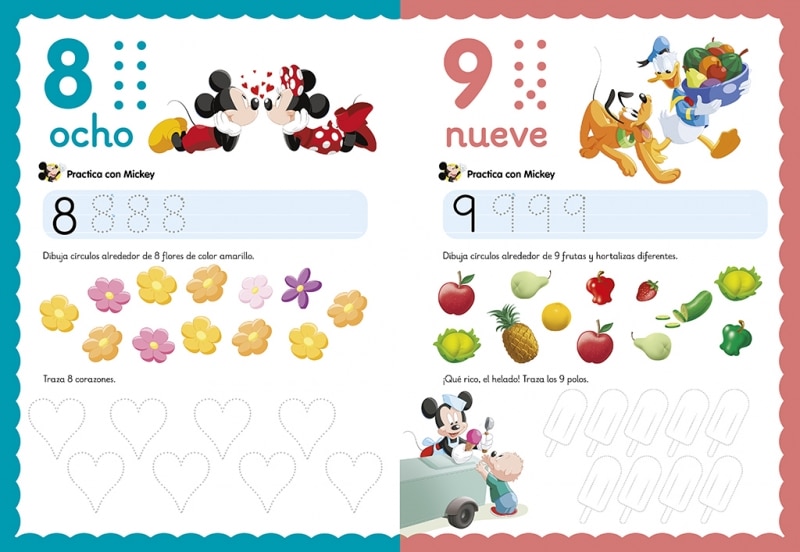 Mickey y sus amigos. Mi primer libro pizarra preescolar: escribe los números (+3 años) (Disney. Primeros aprendizajes): ¡Escribe, borra y (Capa mole) 4