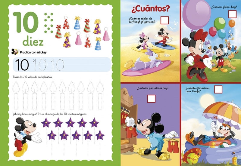 Mickey y sus amigos. Mi primer libro pizarra preescolar: escribe los números (+3 años) (Disney. Primeros aprendizajes): ¡Escribe, borra y (Capa mole) 5