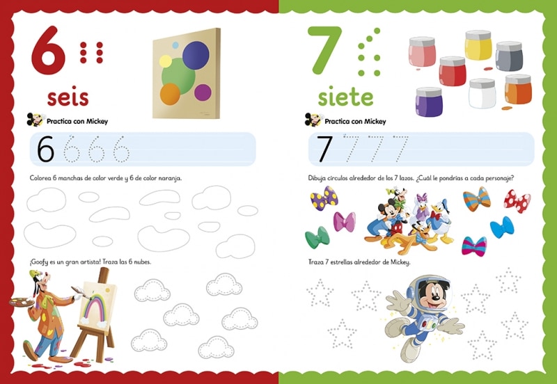 Mickey y sus amigos. Mi primer libro pizarra preescolar: escribe los números (+3 años) (Disney. Primeros aprendizajes): ¡Escribe, borra y (Capa mole) 6