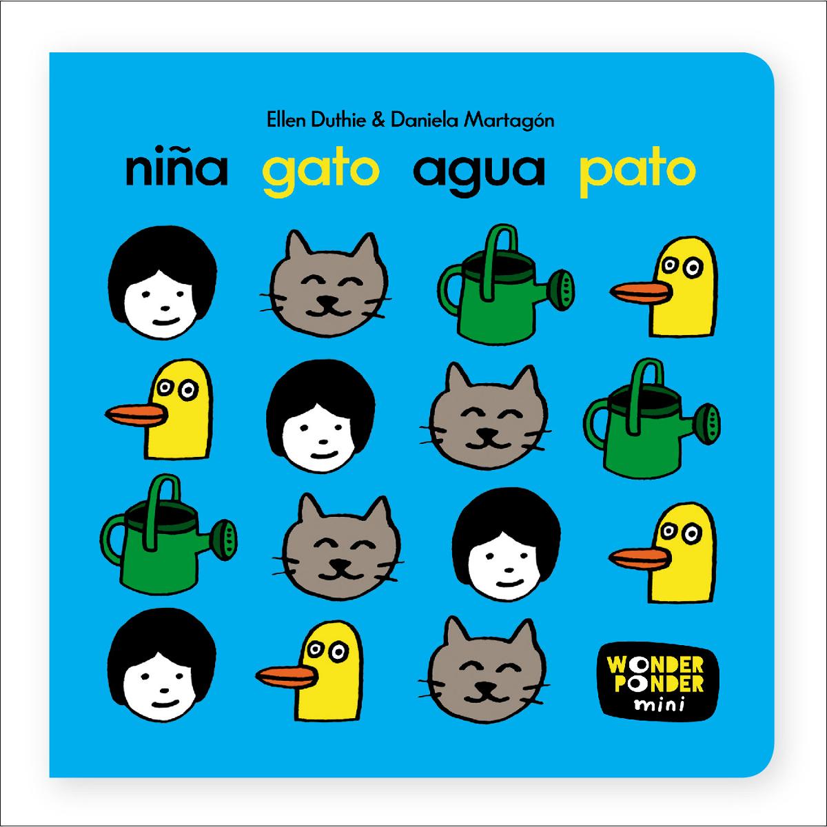 Niña, gato, agua, pato 1