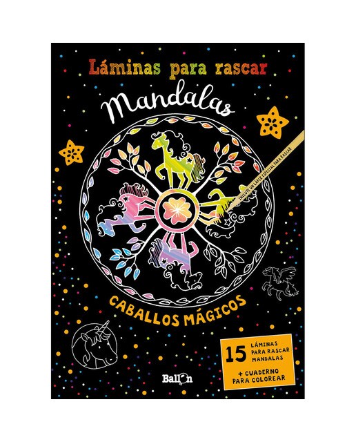 Láminas para rascar Mandalas - Caballos mágicos