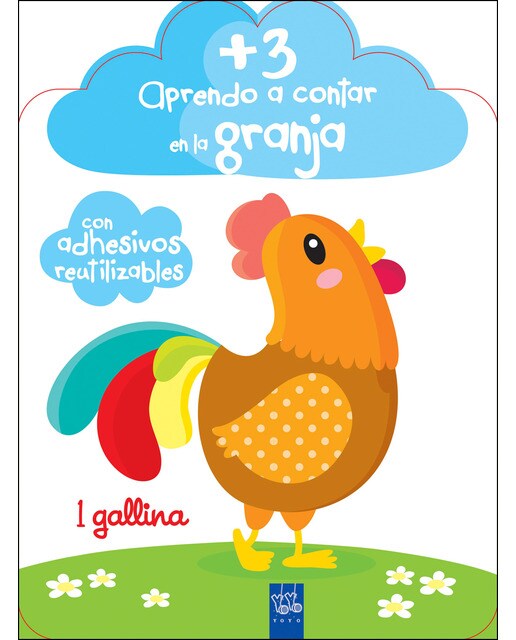 Imagen 1 de Aprendo a contar en la granja +3: 1 Gallina. Con adhesivos reutilizables