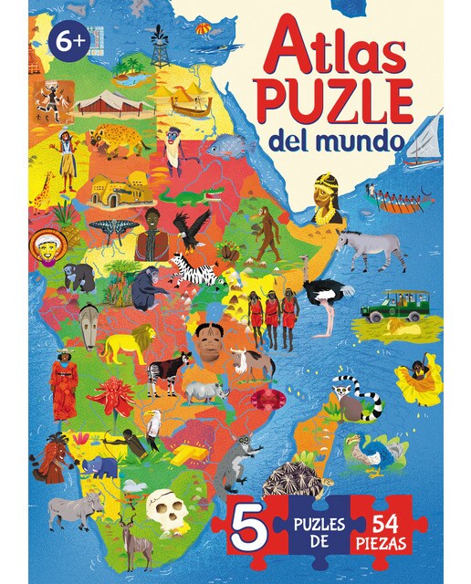 Atlas puzle del mundo: 5 puzles de 54 piezas