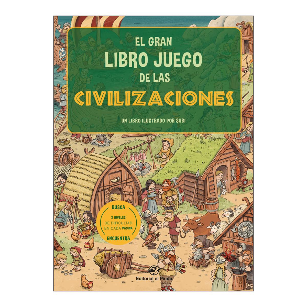 Imagen 1 de El gran libro juego de las civilizaciones: Un libro infantil con 3 niveles de juego, de 3 a 8 años. Jugar y aprender. ¡Conoce 6 civilizaciones distin