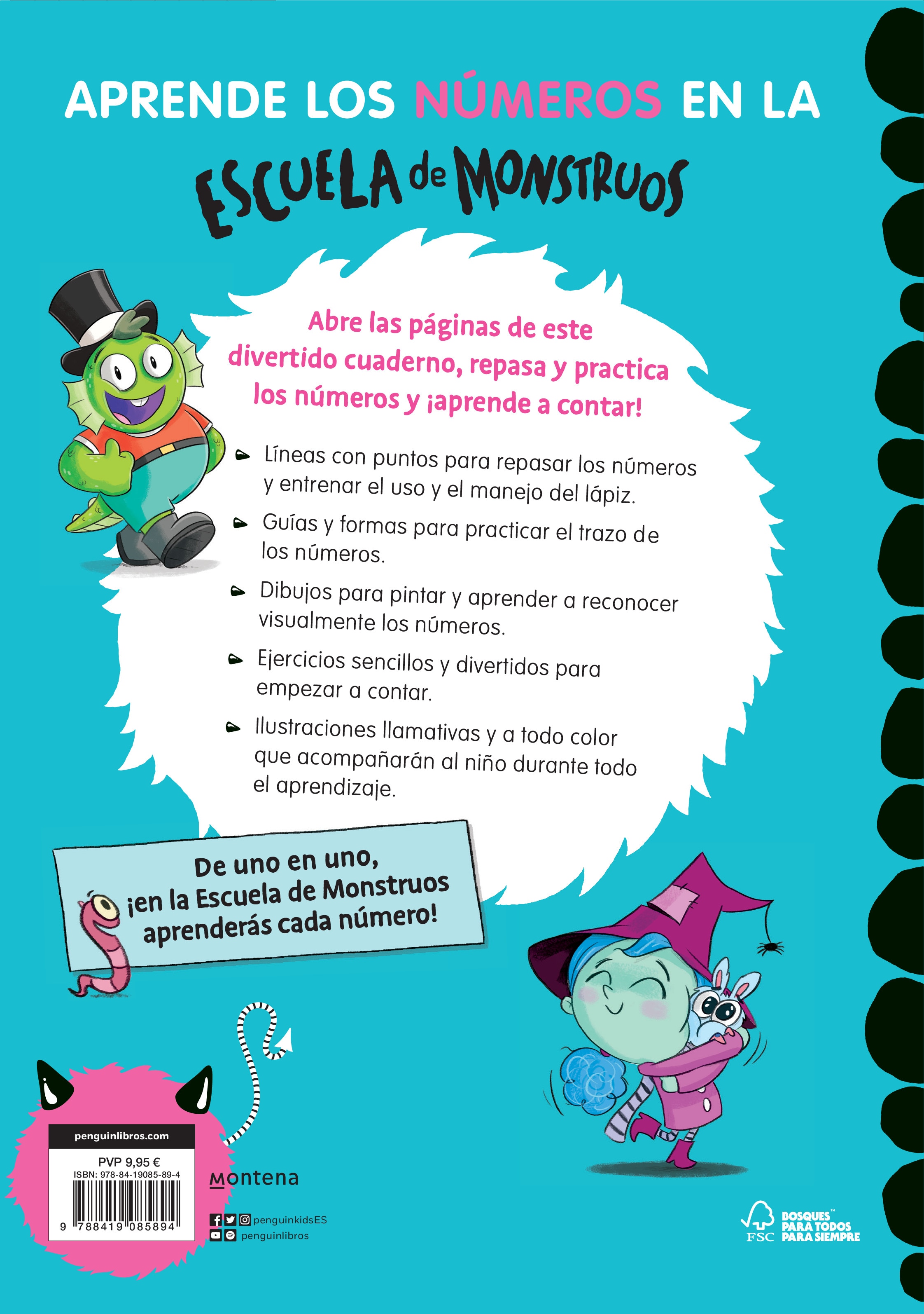 Escuela de Monstruos. Cuaderno de actividades - Aprende los NÚMEROS: Cuaderno de matemáticas para niños de 3 a 5 años  (Tapa blanda) 2
