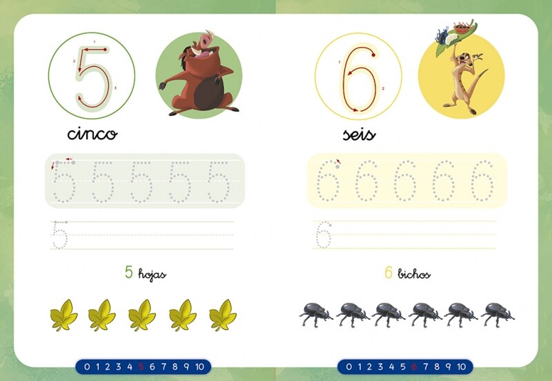 Escribo con Disney. Los números (4-5 años) (Disney. Primeros aprendizajes): Con números para reseguir (Tapa blanda) 5