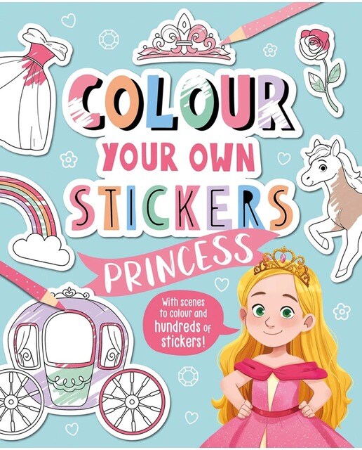 Colour your own stickers: princess 1