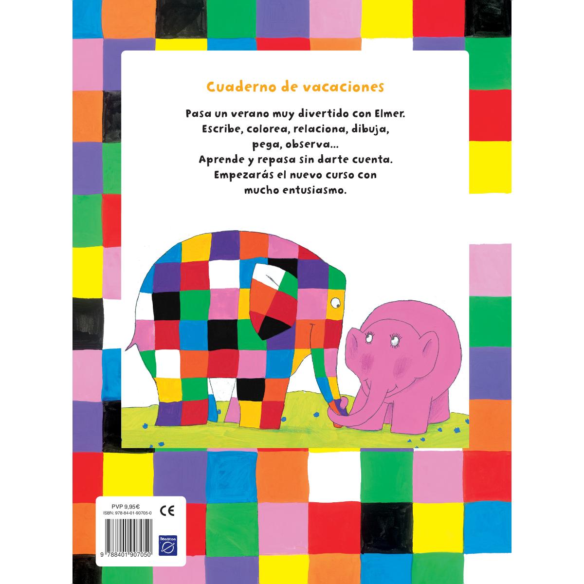 Elmer. Cuaderno de vacaciones - Aprende en vacaciones con Elmer (2 años): Dibujar, relacionar, hablar, pegar, colorear y trazar (Capa mole) 2