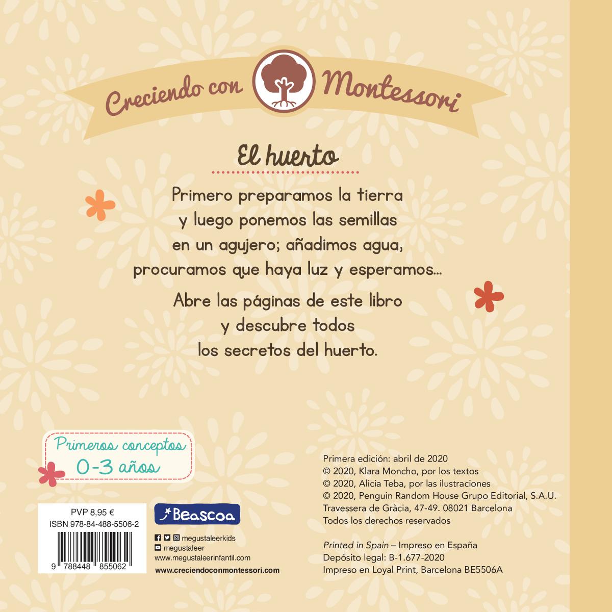 Creciendo con Montessori. Libro de cartón - El huerto 2