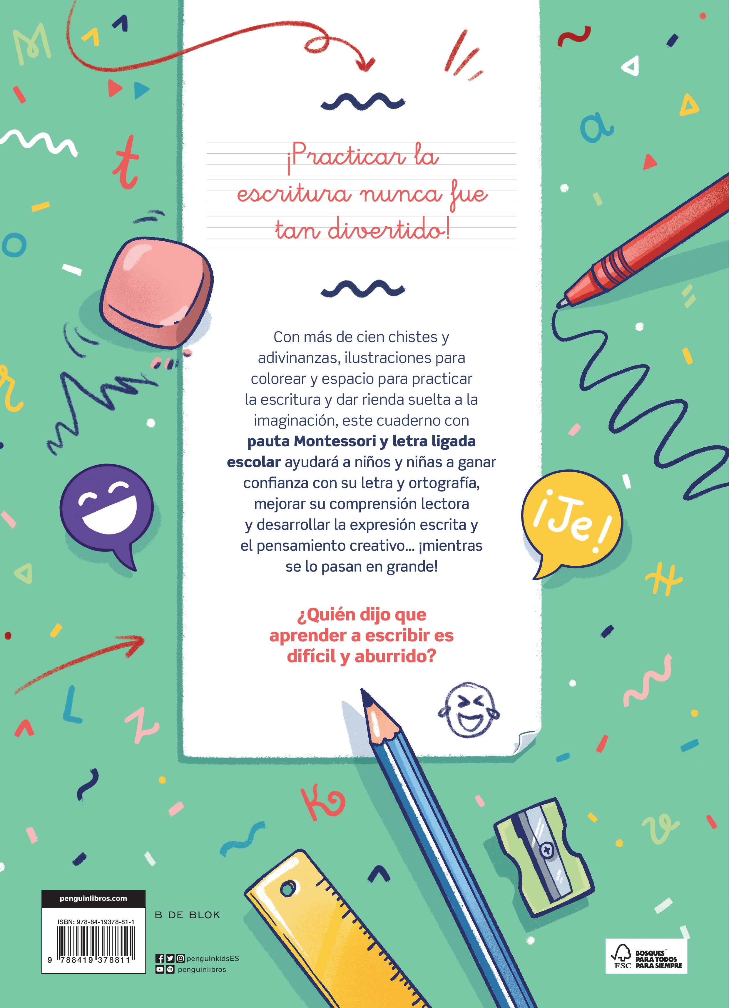 Caligrafía para partirse de risa: Diviértete y practica tu letra ligada con pauta Montessori (a partir de 4 años, letra escolar)  (Tapa blanda) 2