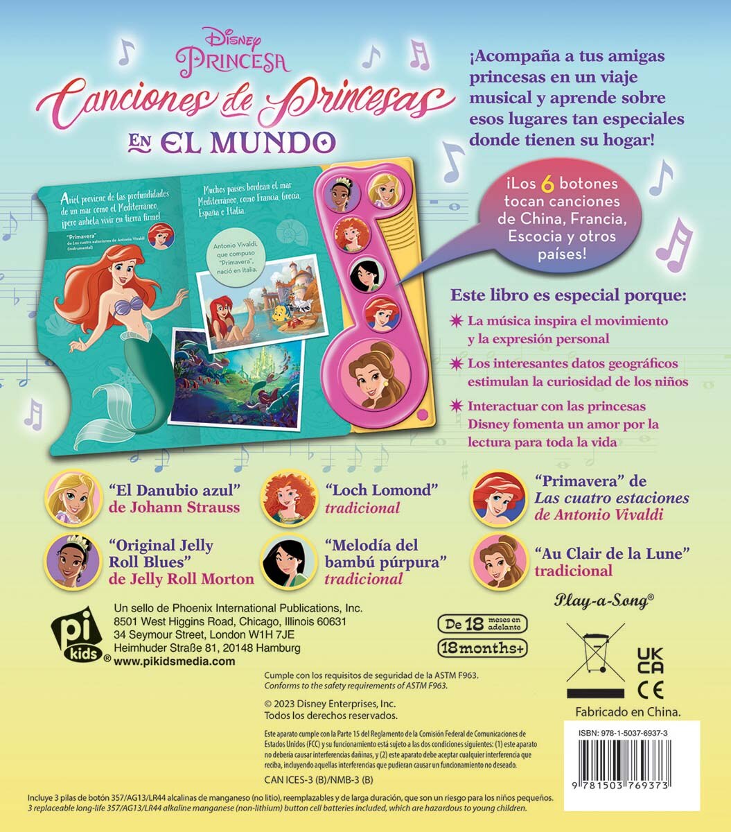 CANCIONES DE PRINCESAS EN EL MUNDO. PRINCESAS DISNEY. LMN 6B  (Tapa dura) 2