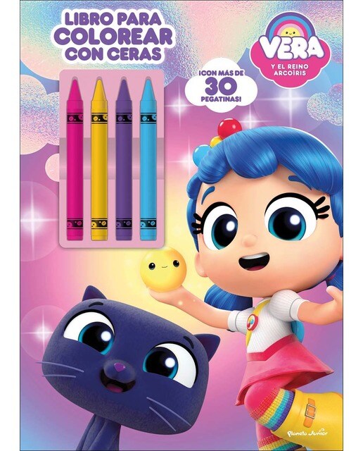 Imagen 1 de Vera y el Reino Arcoíris. Libro para colorear con ceras: Con pegatinas  (Tapa blanda)