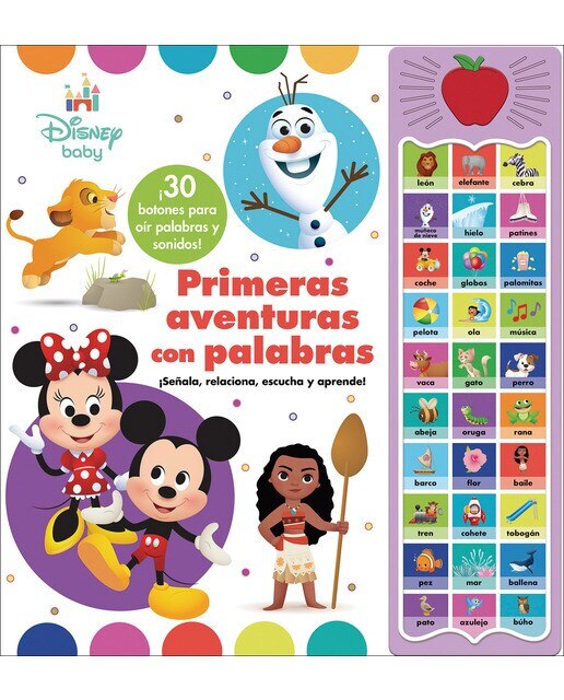 Imagen 0 de PRIMERAS AVENTURAS CON PALABRAS. DISNEY BABY. 30 BOTONES CON VOZ Y SONIDOS: 30 BOTONES CON VOZ Y SONIDO (Tapa dura)