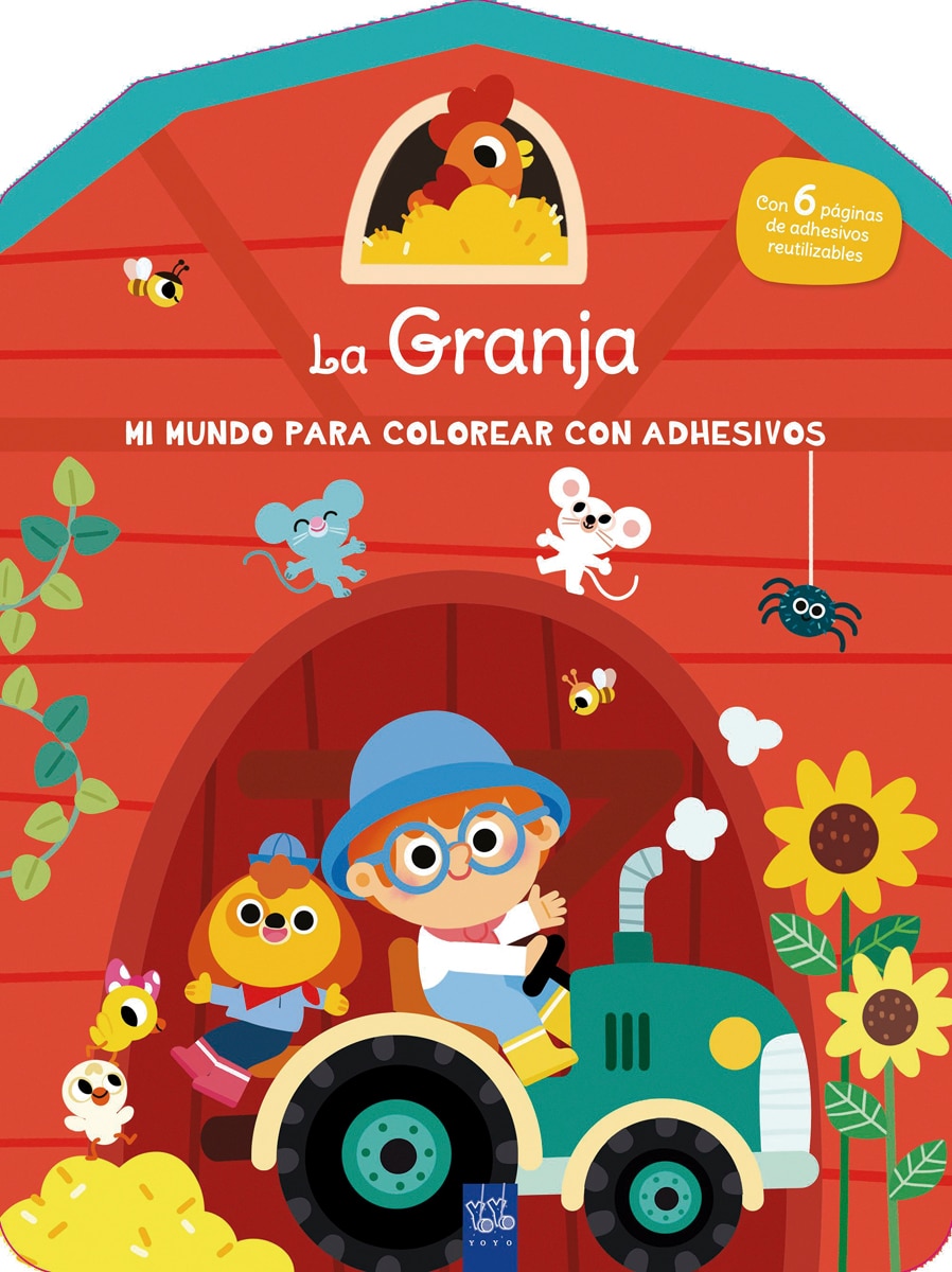 Portada de Mi mundo para colorear con adhesivos. La granja