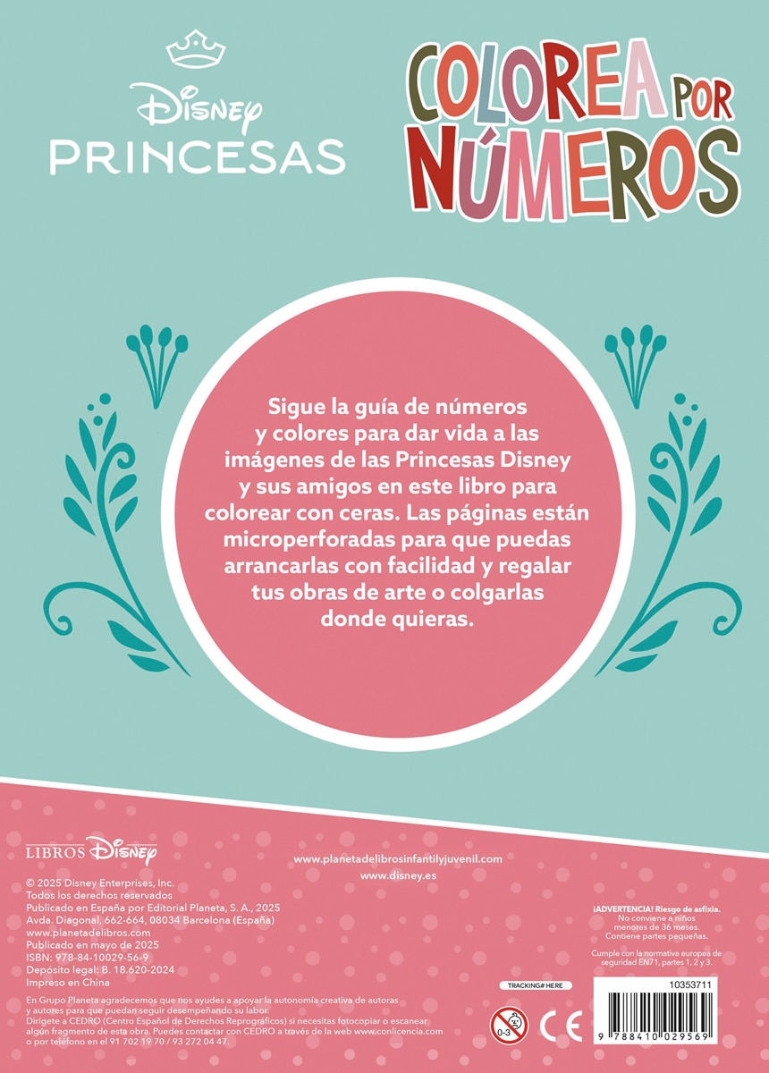 Princesas. Colorea por números con ceras: Con 8 ceras de colores 2